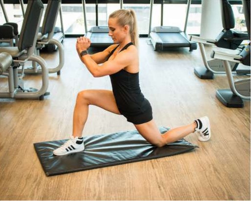 Kneeling hurdle stretch for the hip flexors and quads